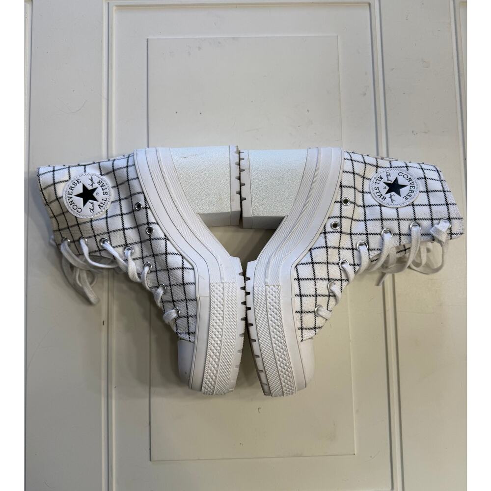Converse Chuck 70 Sample Womens Sz 7 De Luxe Heel White Plaid Shoe Heel Boot - Picture 2 of 5